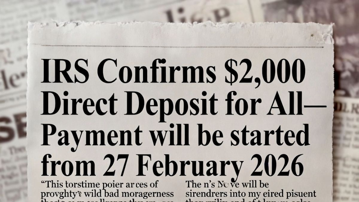 IRS Confirms $2,000 Direct Deposit for All 23 FEB NEWS